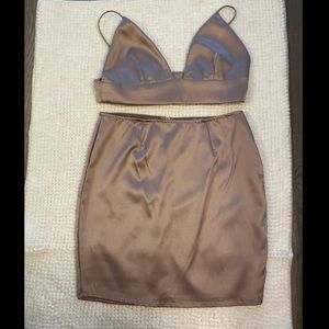 Purple Silky Set - Crop Top & Skirt